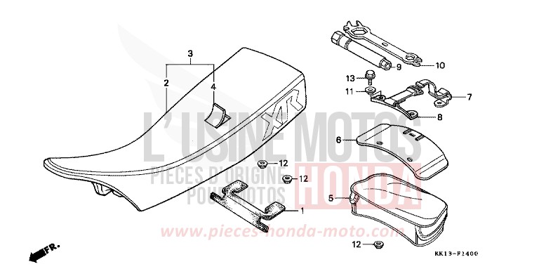 SIEGE/OUTILS (XR250RE/RF) de XR250R FLASH RED (R119) de 1985