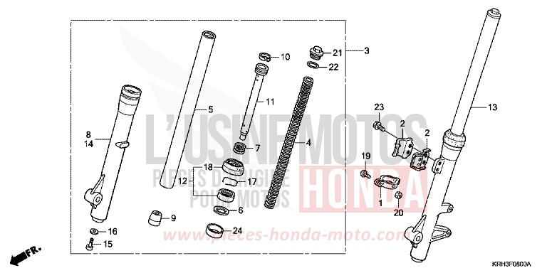 FOURCHETTE AVANT de XR125L ROSS WHITE (NH196) 2006