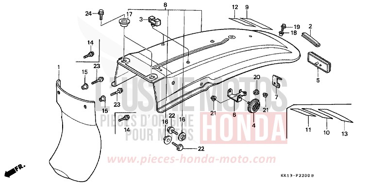 GARDE-BOUE ARRIERE de XR250R FLASH RED (R119) de 1985