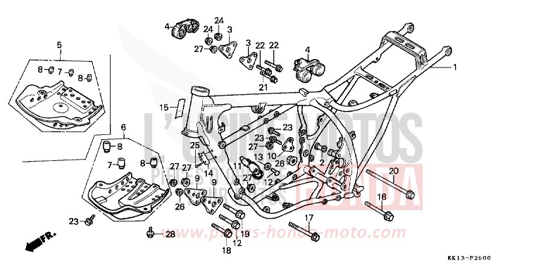 CARROSSERIE DE CHASSIS (XR250RE/RF) de XR250R FLASH RED (R119) 1985