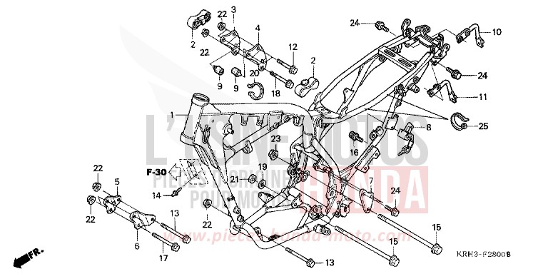 CARROSSERIE DE CHASSIS de XR125L ROSS WHITE (NH196) de 2006