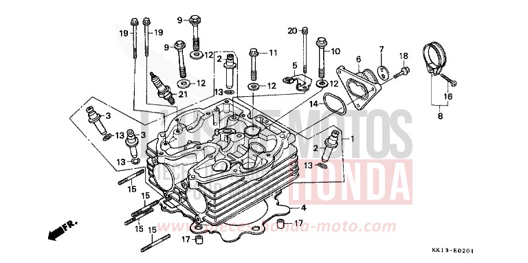 CULASSE (XR250RG/RH/RJ/RK/RL/RM) de XR250R SHASTA WHITE (NH138) 1991