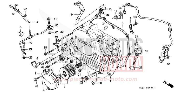 PANNEAU CARTER-MOTEUR D. de XR250R SHASTA WHITE (NH138) 1991