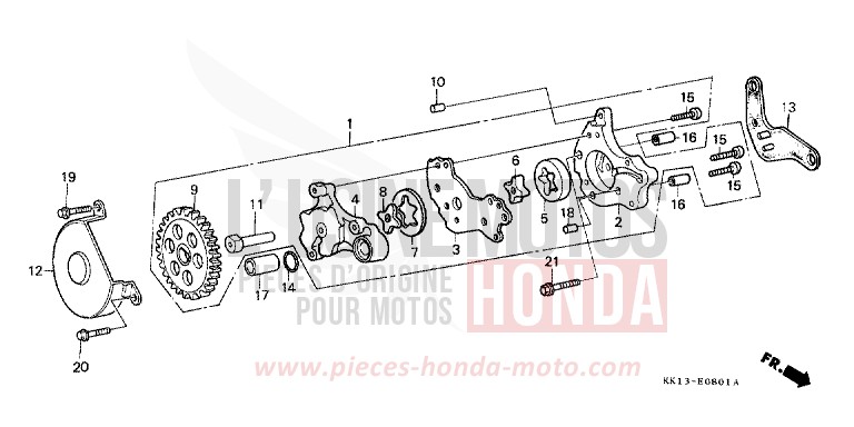 POMPE A HUILE (2) de XR250R SHASTA WHITE (NH138) 1991