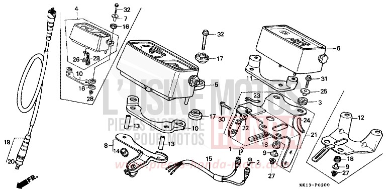 COMPTEUR DE VITESSE de XR250R SHASTA WHITE (NH138) 1991