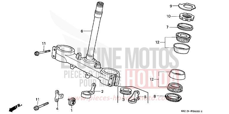 TIGE DE DIRECTION de XR250R SHASTA WHITE (NH138) 1991