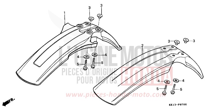 AILE AVANT de XR250R SHASTA WHITE (NH138) de 1991