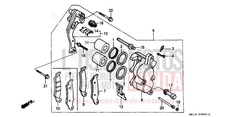 ETRIER DE FREIN AVANT (2) de XR250R SHASTA WHITE (NH138) 1991