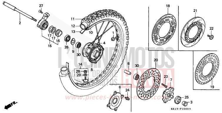 ROUE AVANT de XR250R SHASTA WHITE (NH138) 1991
