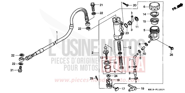 MAITRE-CYLINDRE FREIN AR. de XR250R SHASTA WHITE (NH138) 1991