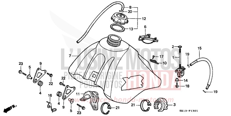 RESERVOIR A CARBURANT (XR250RG/RH/RJ/RK/RL/RM) de XR250R SHASTA WHITE (NH138) de 1991