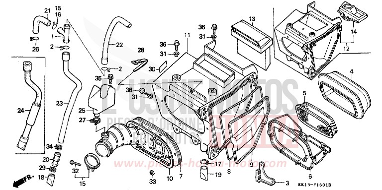 FILTRE A AIR (XR250RG/RH/RJ/RK/RL/RM) de XR250R SHASTA WHITE (NH138) 1991