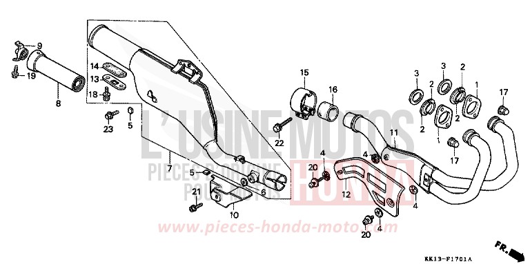 SILENCIEUX D'ECHAPPEMENT (XR250RL/RM) de XR250R SHASTA WHITE (NH138) 1991