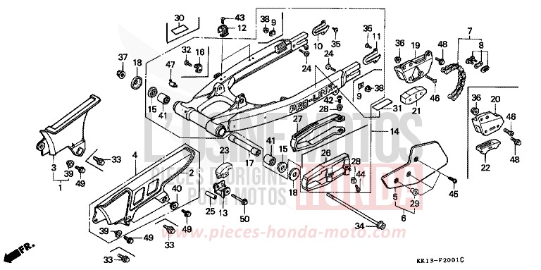 BRAS OSCILLANT/CARTER DE CHAINE de XR250R SHASTA WHITE (NH138) 1991