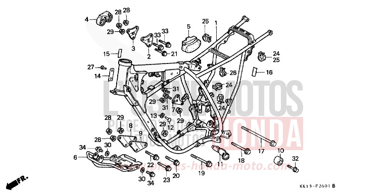 CARROSSERIE DE CHASSIS (XR250RG/RH/RJ/RK/RL/RM) de XR250R SHASTA WHITE (NH138) 1991
