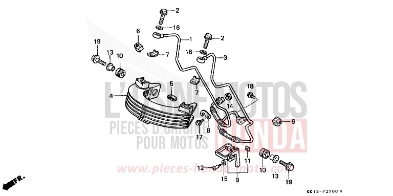 REFROIDISSEUR D'HUILE (XR250RG/RH/RJ/RK/RL/RM) de XR250R SHASTA WHITE (NH138) 1991