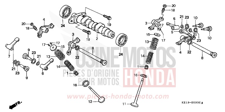 ARBRE A CAMES/SOUPAPE de XR250R SHASTA WHITE (NH138H) 1992