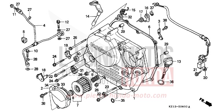 PANNEAU CARTER-MOTEUR D. de XR250R SHASTA WHITE (NH138H) 1992