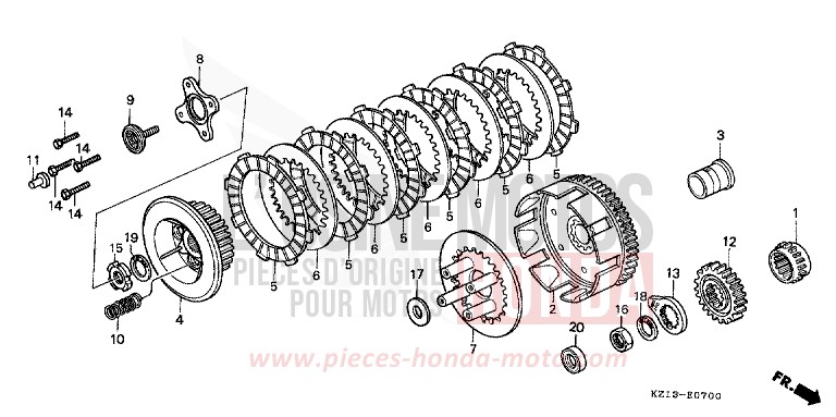 EMBRAYAGE de XR250R SHASTA WHITE (NH138H) 1992