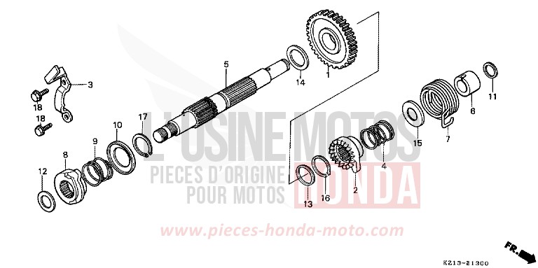 AXE DE KICKSTARTER de XR250R SHASTA WHITE (NH138H) 1992