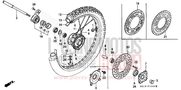 ROUE AVANT de XR250R SHASTA WHITE (NH138H) 1992