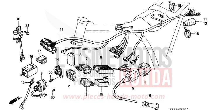 FAISCEAU DES FILS/ BOBINE D'ALLUMAGE/UNITE DE C.D.I. de XR250R SHASTA WHITE (NH138H) 1992