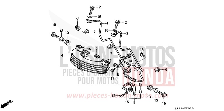 REFROIDISSEUR D'HUILE de XR250R SHASTA WHITE (NH138H) 1992