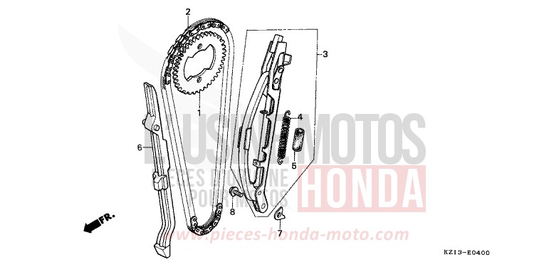 CHAINE A CAMES/TENDEUR de XR250R SHASTA WHITE (NH138H) 1993