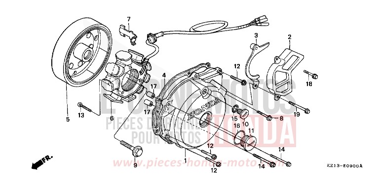 PANNEAU CARTER-MOTEUR G. de XR250R SHASTA WHITE (NH138H) 1993