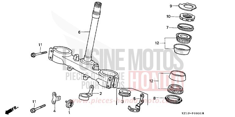 TIGE DE DIRECTION de XR250R SHASTA WHITE (NH138H) 1993