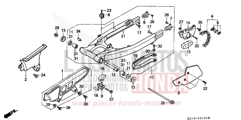 BRAS OSCILLANT/CARTER DE CHAINE de XR250R SHASTA WHITE (NH138H) 1993