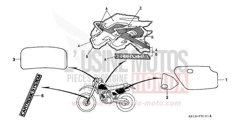 MARQUE (RP) de XR250R SHASTA WHITE (NH138H) 1993