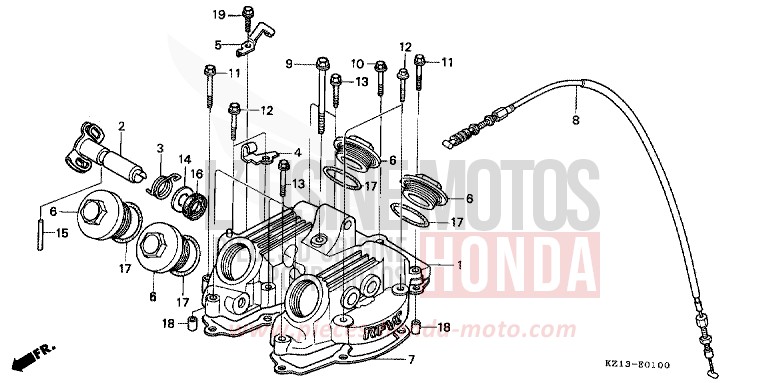 COUVERCLE DE CULASSE de XR250R SHASTA WHITE (NH138H) 1994
