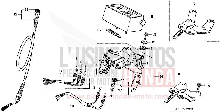 COMPTEUR DE VITESSE (B/DK/ED/U) de XR250R SHASTA WHITE (NH138H) 1994