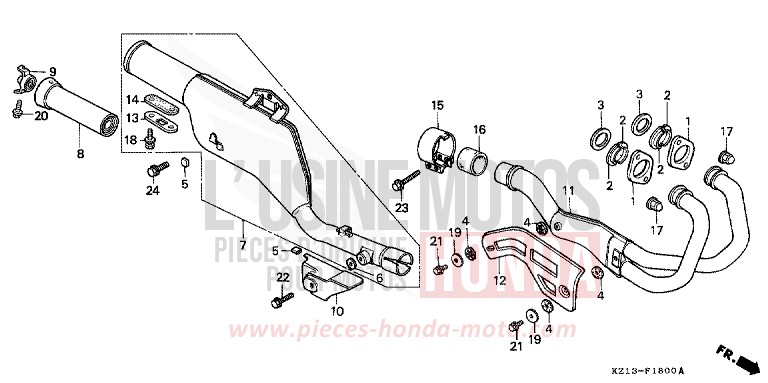 SILENCIEUX D'ECHAPPEMENT de XR250R SHASTA WHITE (NH138H) 1994