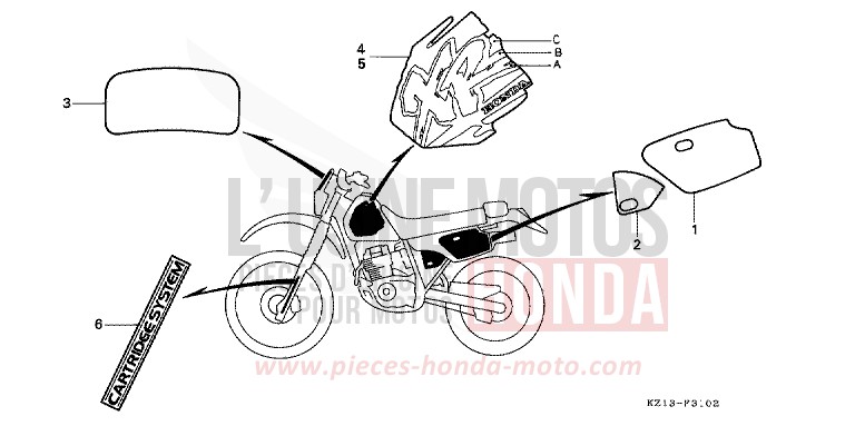 MARQUE (RR) de XR250R SHASTA WHITE (NH138H) 1994