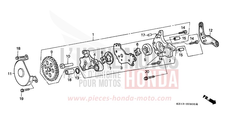 POMPE A HUILE de XR250R SHASTA WHITE (NH138H) 1995