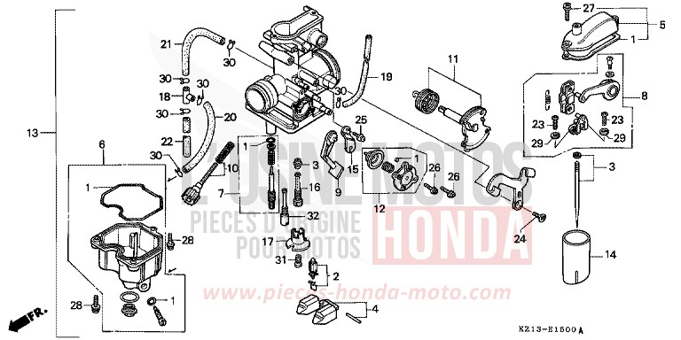 CARBURATEUR de XR250R SHASTA WHITE (NH138H) 1995