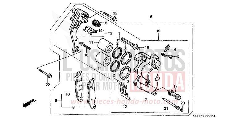 ETRIER DE FREIN AVANT de XR250R SHASTA WHITE (NH138H) 1995