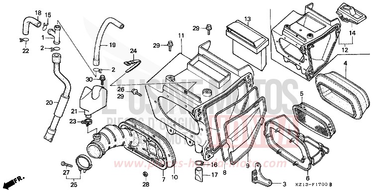 FILTRE A AIR de XR250R SHASTA WHITE (NH138H) 1995