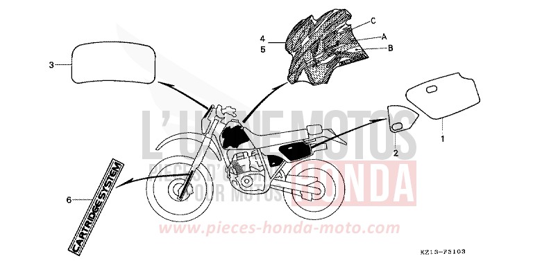 MARQUE (RS) de XR250R SHASTA WHITE (NH138H) 1995