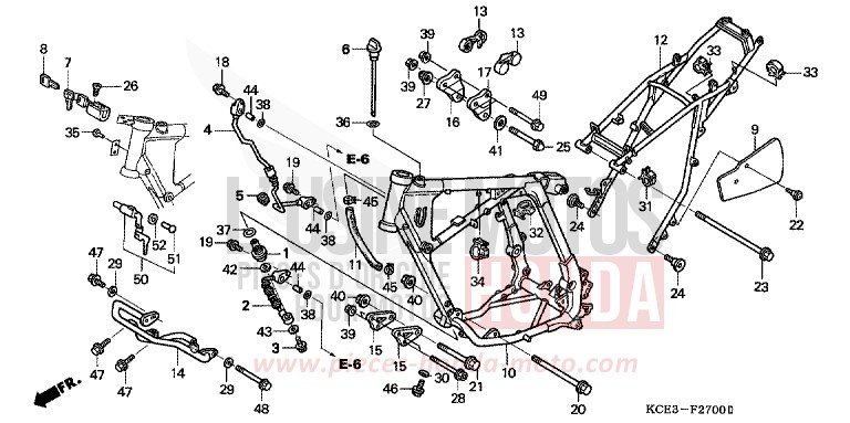CARROSSERIE DE CHASSIS de XR250R ROSS WHITE (NH196) 1996