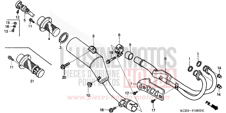 SILENCIEUX D'ECHAPPEMENT de XR250R ROSS WHITE (NH196) 1997