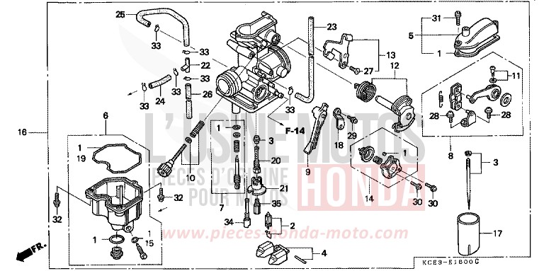 CARBURATEUR de XR250R ROSS WHITE (NH196) 1998