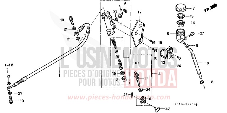 MAITRE-CYLINDRE FREIN AR. CYLINDRE de XR250R ROSS WHITE (NH196) 1999