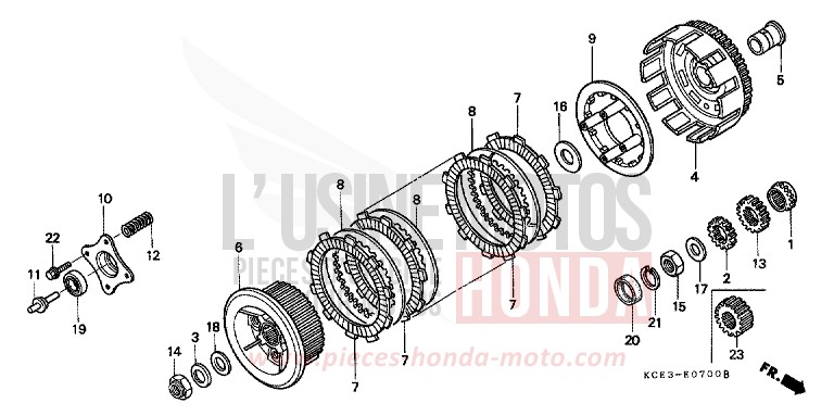 EMBRAYAGE de XR250R FIGHTING RED (R134) 2000