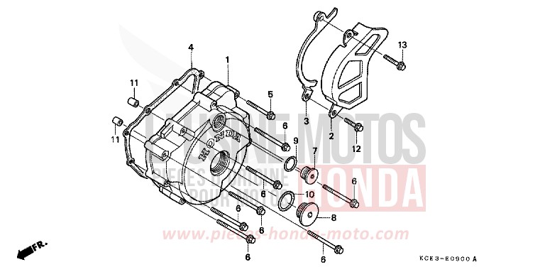 PANNEAU CARTER-MOTEUR G. de XR250R FIGHTING RED (R134) 2000