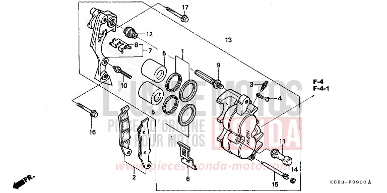 ETRIER DE FREIN AVANT de XR250R FIGHTING RED (R134) 2000