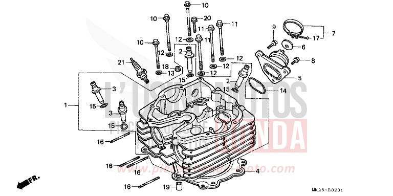 CULASSE de XR600R SHASTA WHITE (NH138H) 1991