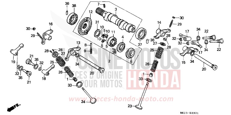 ARBRE A CAMES/SOUPAPE de XR600R SHASTA WHITE (NH138H) 1991